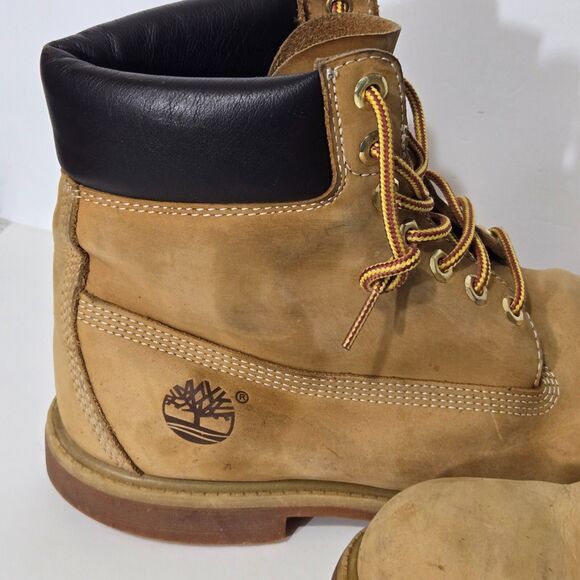 Timberland Classic Work Boots Mens 9.5 10061 Wheat 6 Inch Premium Nubuck - Picture 4 of 14